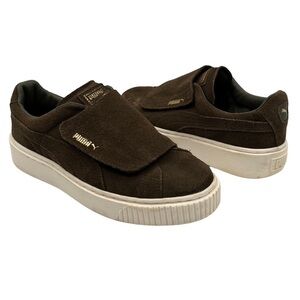 Puma Green Suede Platform Hook And Loop Sneakers Size 9.5 Women's